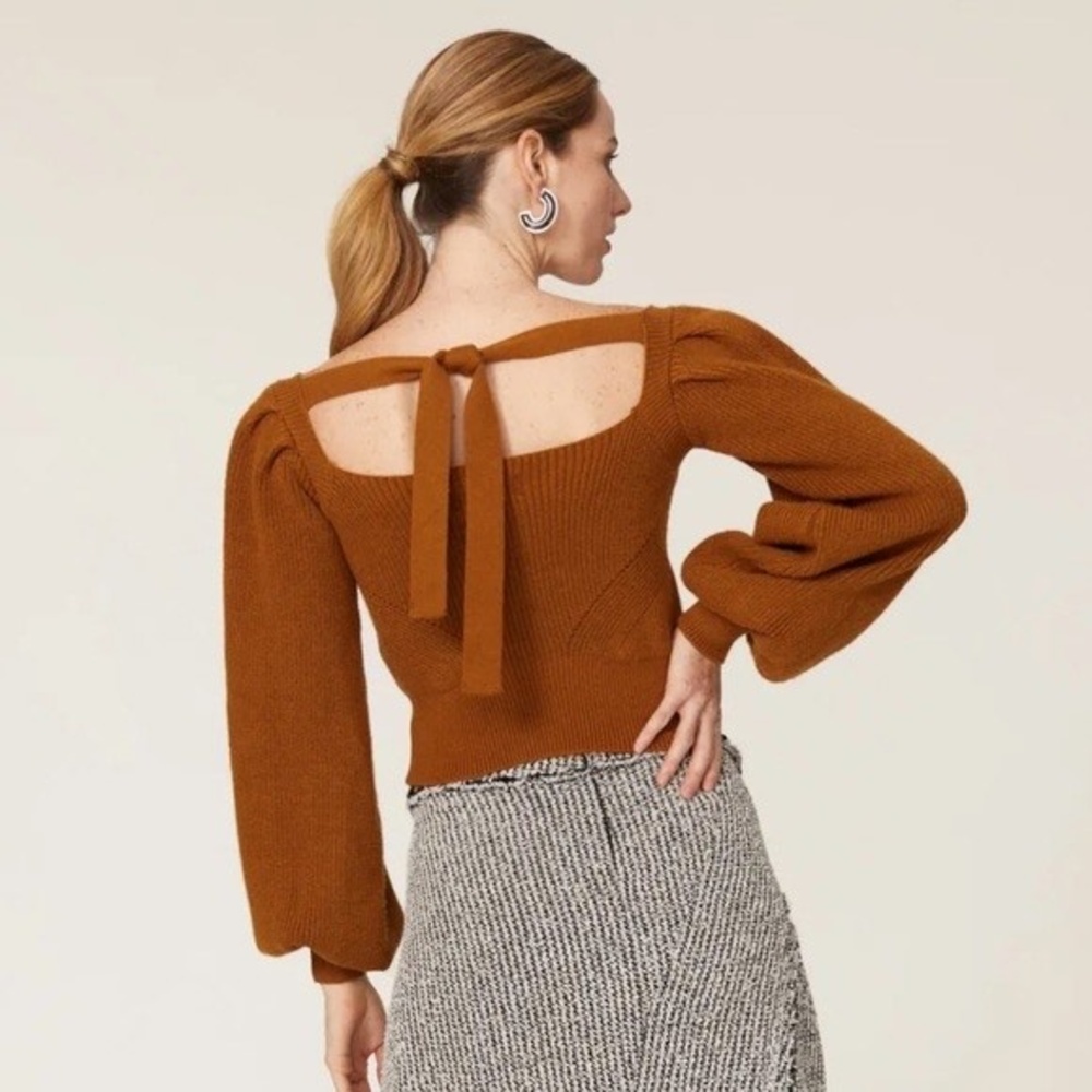 MINKPINK
Vayu Longsleeve RibKnit Sweater Ties at back Balloon Sleeves Women’s XS
